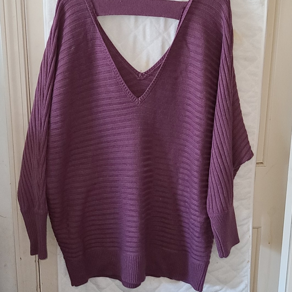 SOHO Mauve V-Neck Sweater XL - Picture 3 of 6